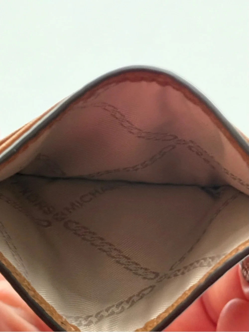 Michael Kors Tan Pebbled Leather Card Holder with Gold Logo